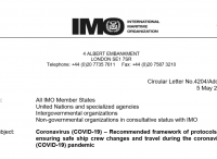 IMO发布疫情期间船员换班和安全旅行的推荐协议框架